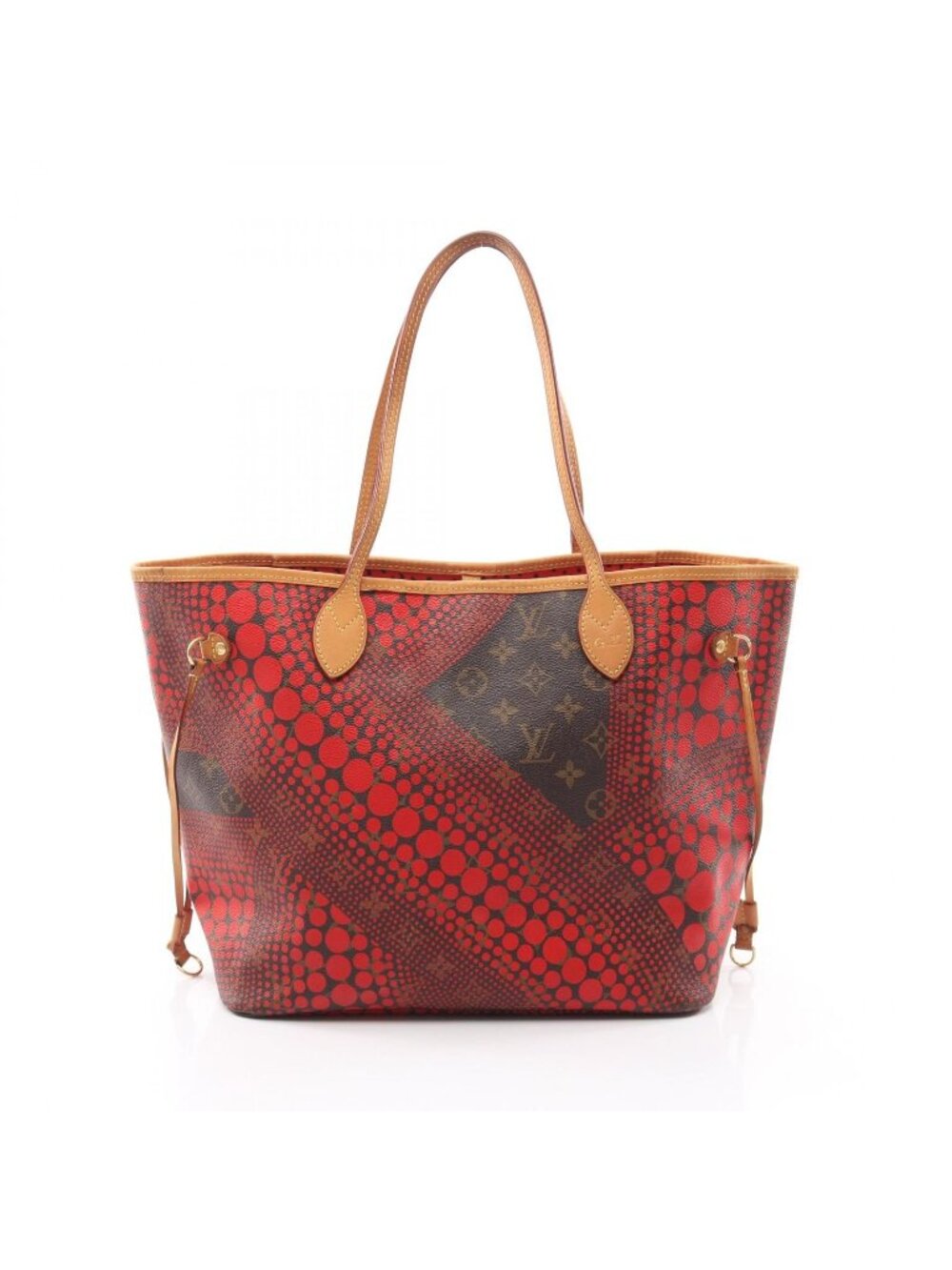 Louis Vuitton Tote Bag Neverfull MM Monogram Wave Rouge Yayoi Kusama Leather